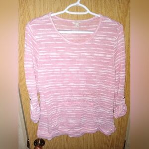 Sonoma Pink and White Knit Sweater Size PL